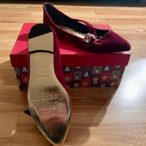 New Juicy Couture Cranberry Velvet Abbie Flats Size 7.5